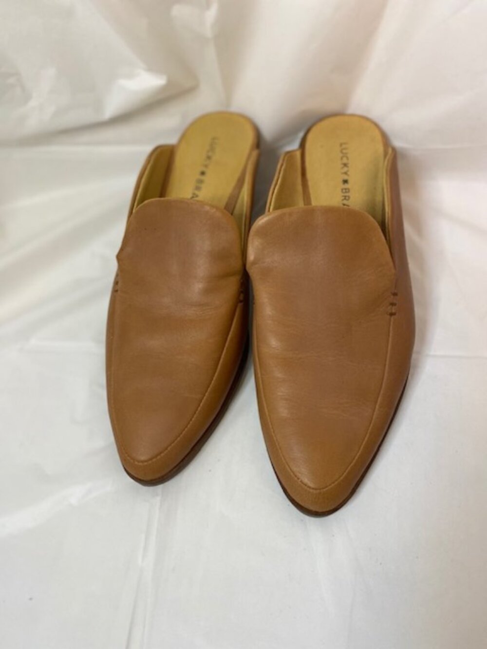 Lucky Brand Margrete Leather Loafer Mules Latte Brown Women's Size 8.5M